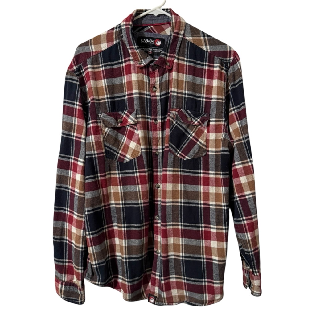 Canada Weathergear Plaid Cotton Flannel Long Sleeve Shirt Top Mens Xl Cabincore